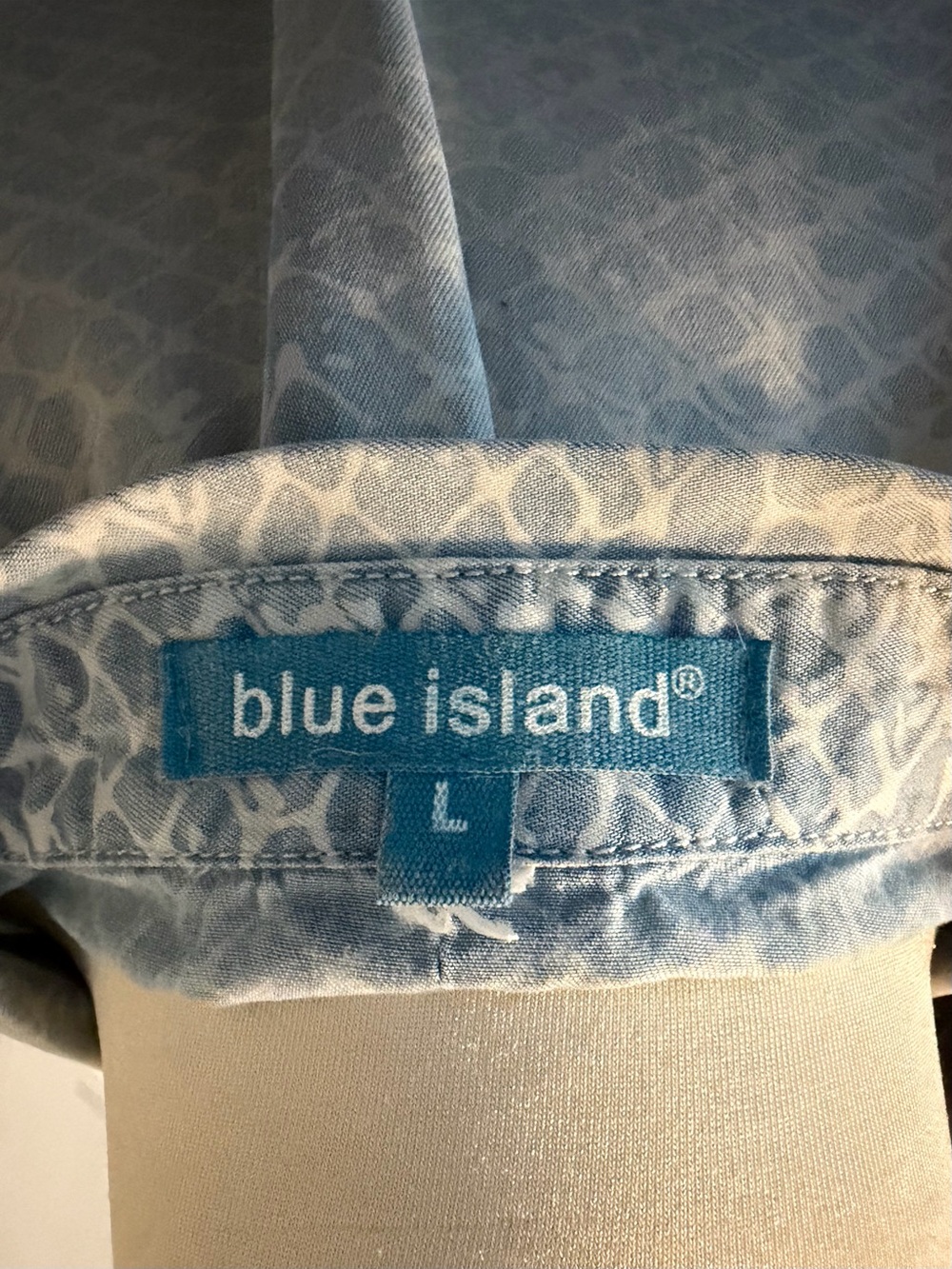 blue island Sleeveless Pale Blue Button-Front Midi Dress Tencel Sz L Beachwear - Picture 2 of 8